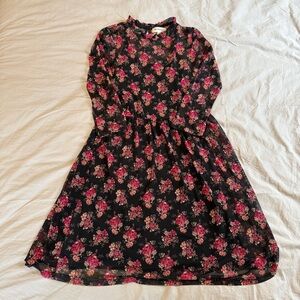 Women’s S Monteau Black and Pink Floral Dress with Slip